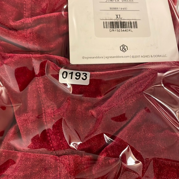 Agnes & Dora Velvet Limitless Jumper Dress Berry XL NWT - Picture 6 of 6